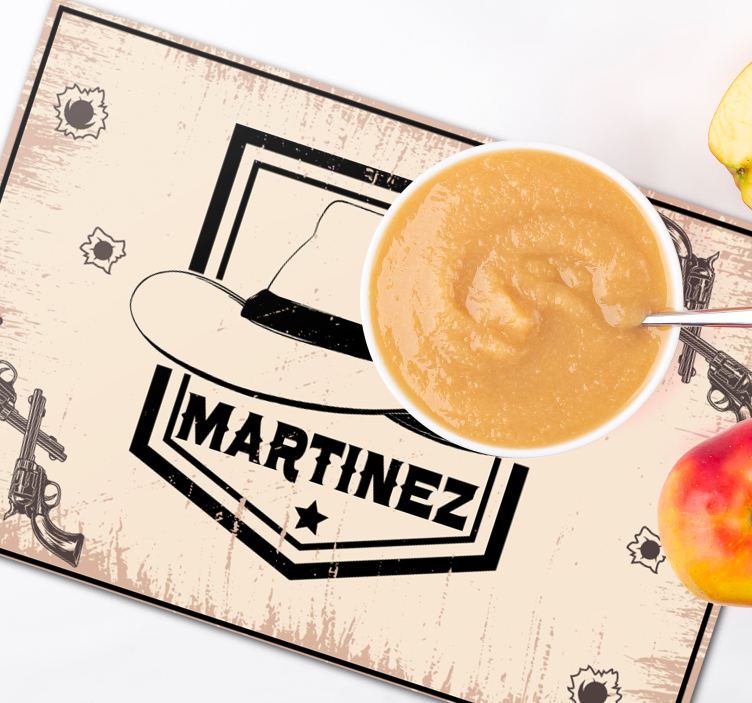 Tischset mit Namen Cowboyhut mit Namen - TenStickers