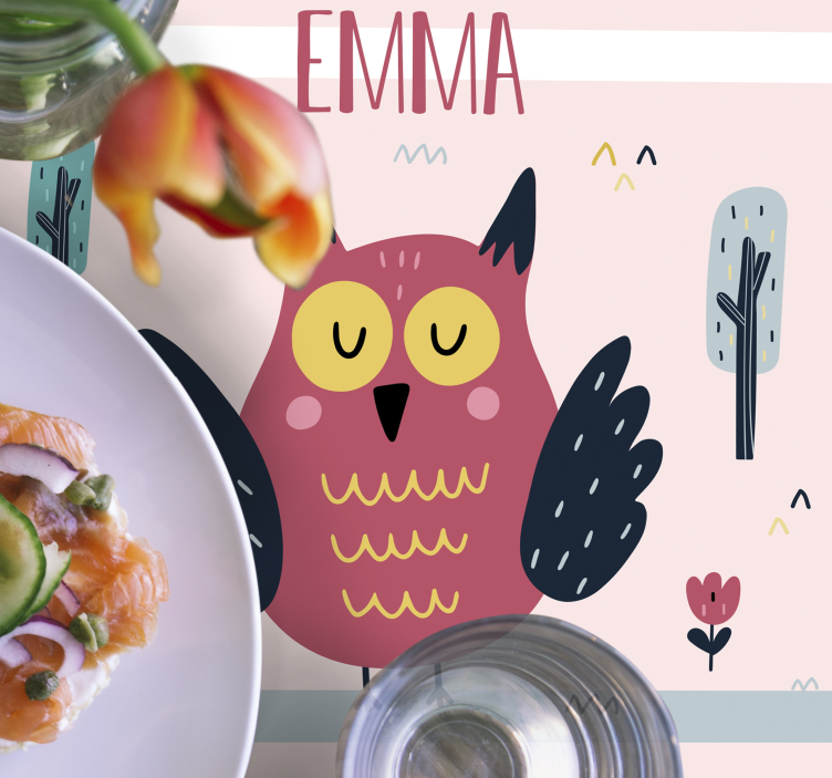 Tischset mit Namen Eulen mit Namen - TenStickers