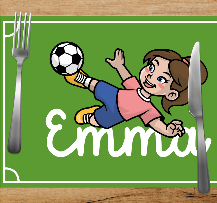 Tischset mit Namen Fußballspielerin mit Namen - TenStickers