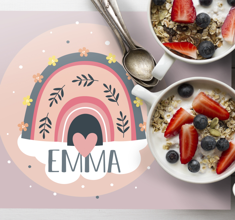 Tischset mit Namen Regenbogen mit Namen für kinder - TenStickers