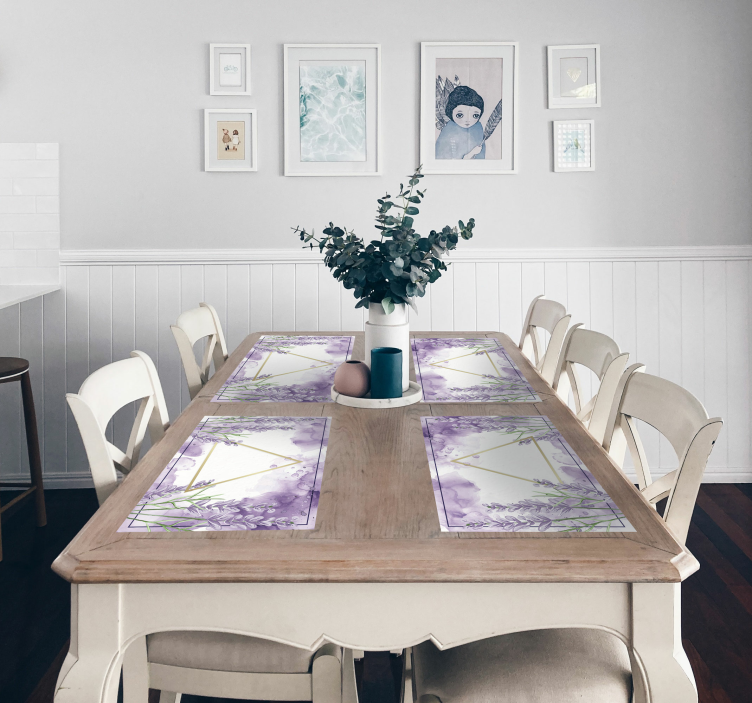 Platzset modern Dreieck umgeben von Lavendel - TenStickers