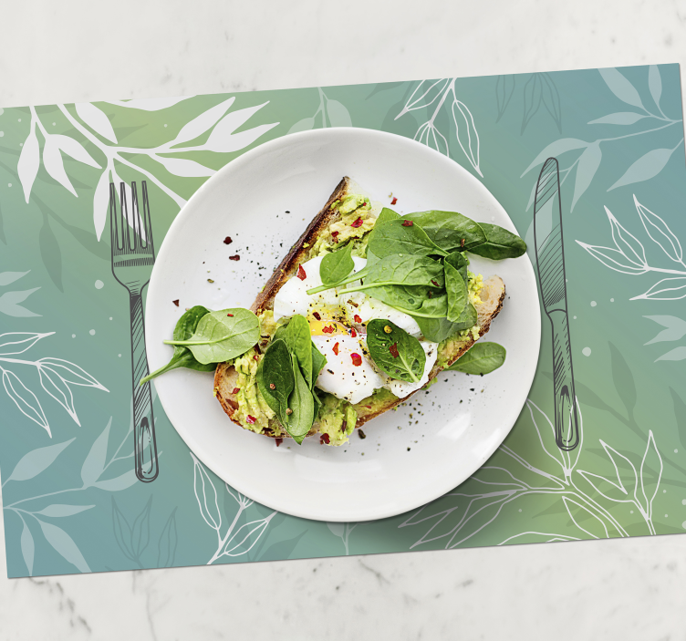 Tischset modern Teller und besteck mit aquarellfarben - TenStickers