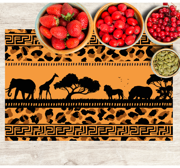 Tischset Textur Leopardenmuster mit afrikanischen tieren - TenStickers