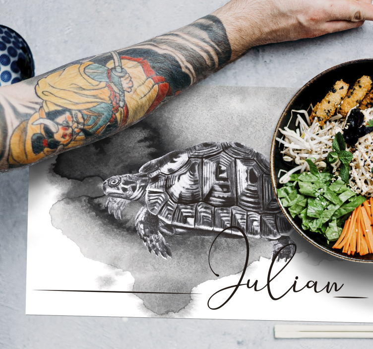 Schildkrötenillustration mit Namen Tischsets - TenStickers