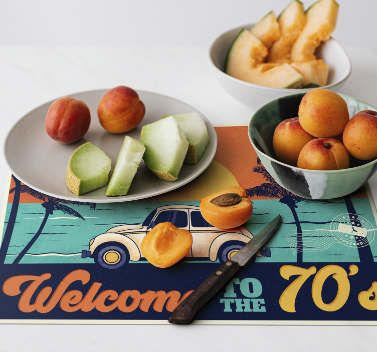 Tischset elegant mit retro strandmotiv der 70er - TenStickers