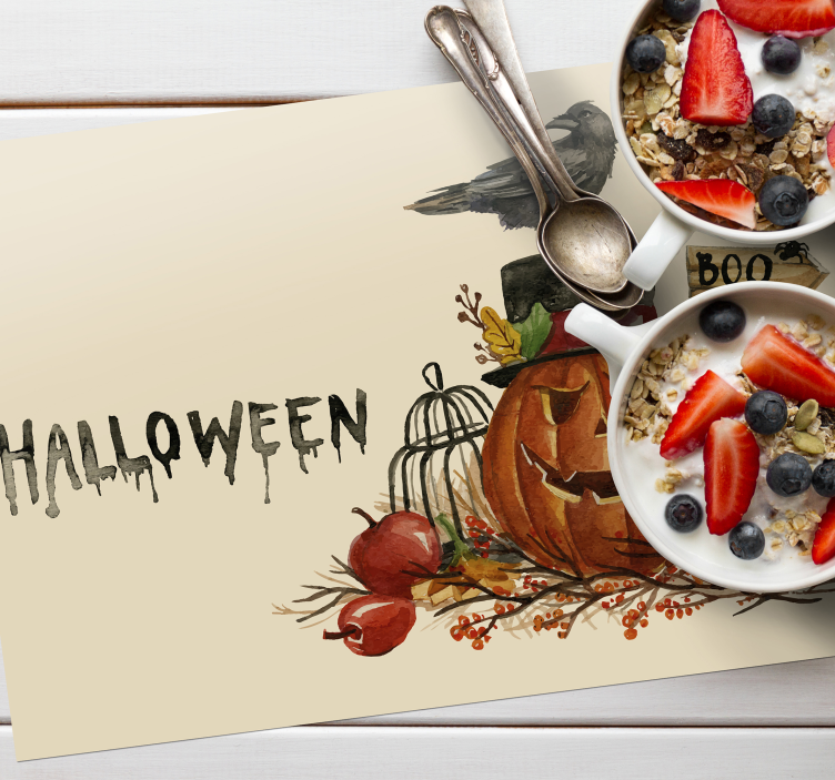 Tischset halloween mit festlichem kürbisarrangement - TenStickers