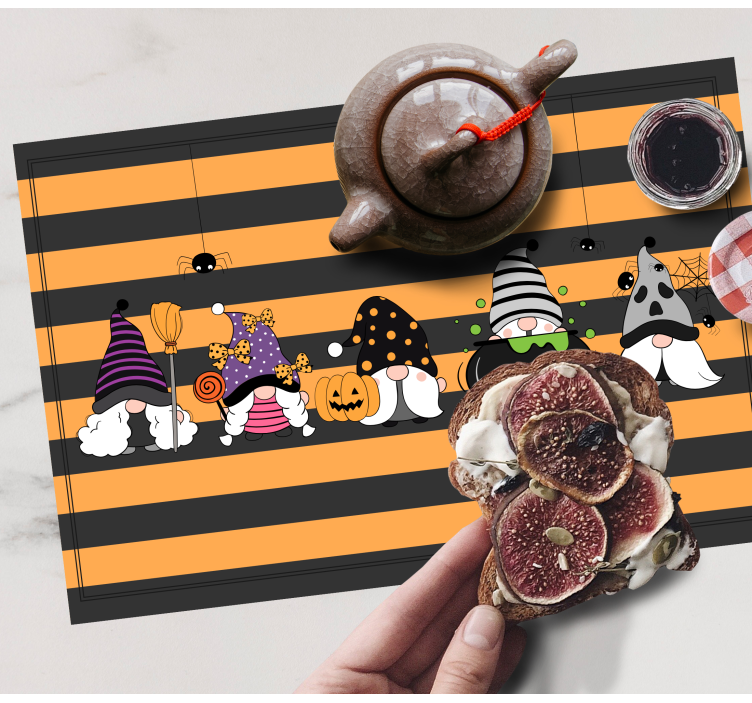Tischset halloween mit gnome-halloween-hüten - TenStickers