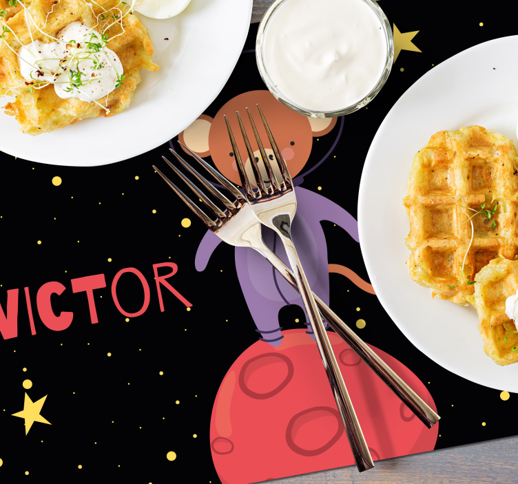 Tischset kinder affen astronaut abenteuer - TenStickers