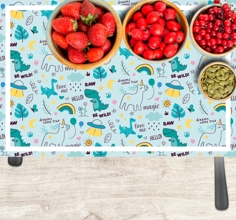 Tischset kinder bunte dino fantasie - TenStickers
