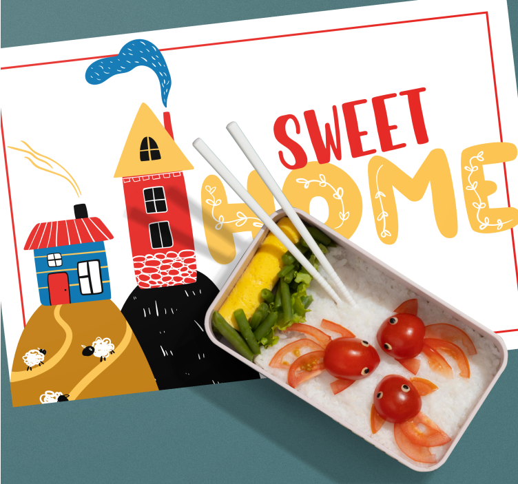 Tischset kinder bunte haus szene - TenStickers