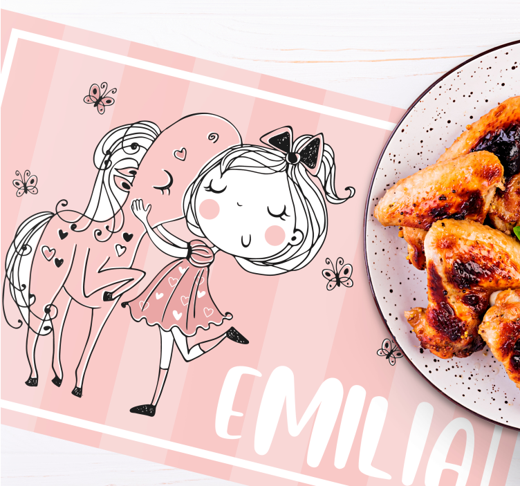 Tischset kinder charmantes mädchen pferd - TenStickers