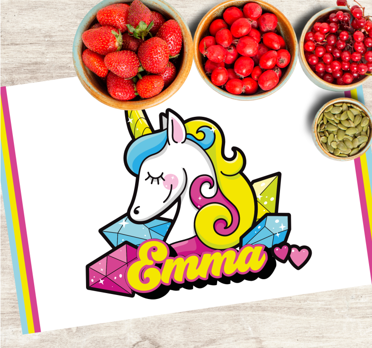 Tischset kinder einhorn edelstein motiv - TenStickers