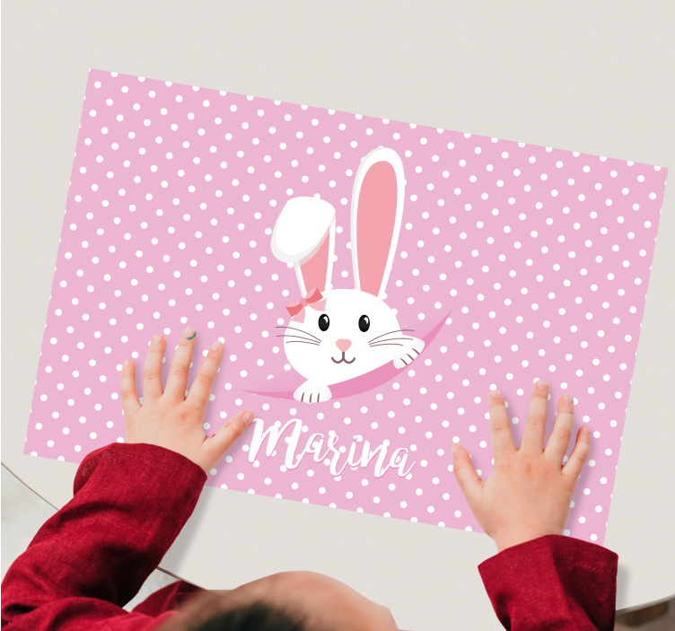 Tischset kinder hase mit schleife - TenStickers