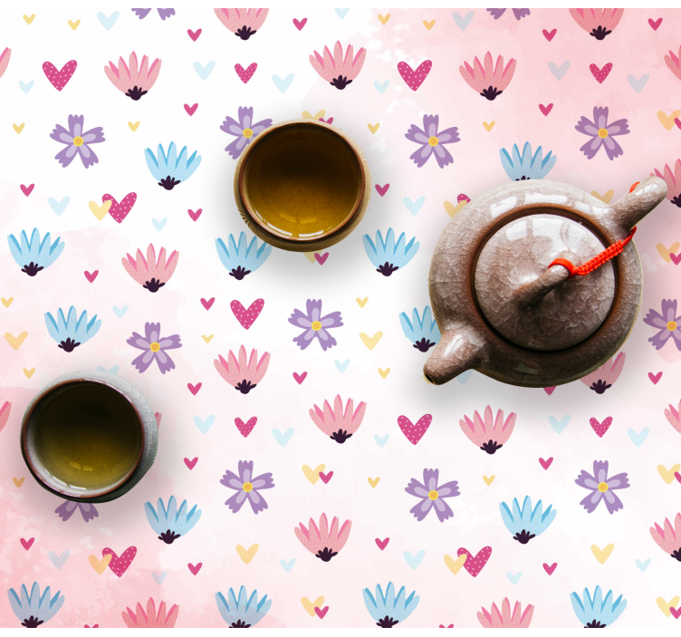 Tischset kinder mit blumenherz-mustern - TenStickers