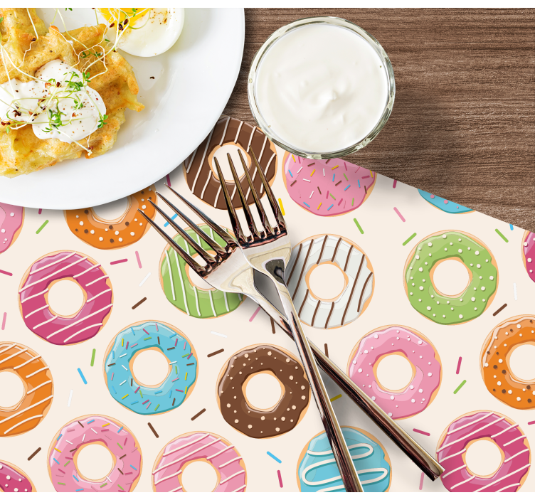 Tischset kinder mit bunten donut-mustern - TenStickers
