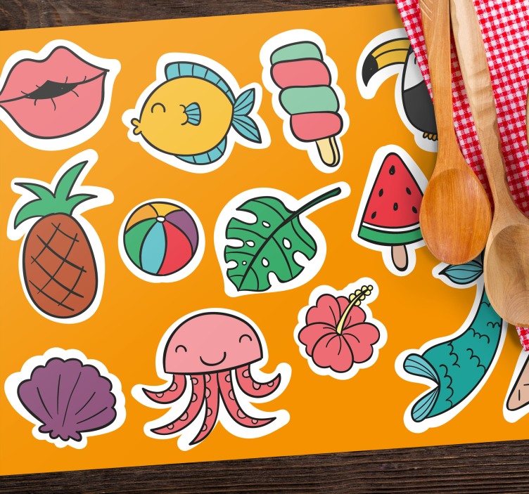 Tischset kinder mit bunten tropischen motiven - TenStickers