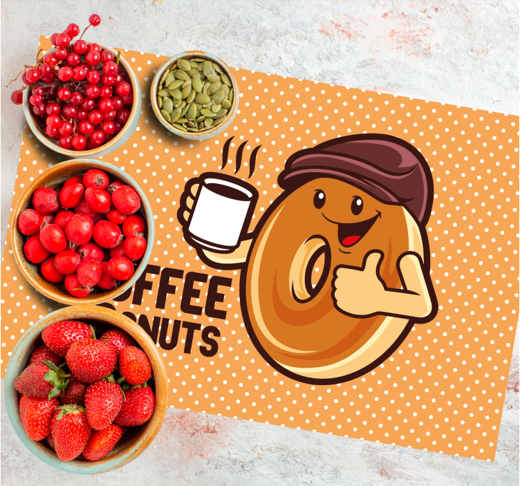 Tischset kinder mit fröhlichem donut charakter - TenStickers