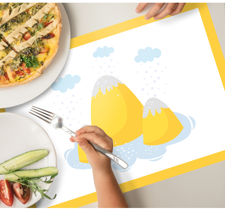 Tischset kinder mit gelber bergillustration - TenStickers