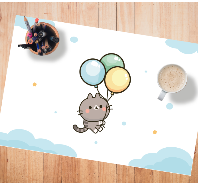 Tischset kinder mit niedlichen katzenballons - TenStickers
