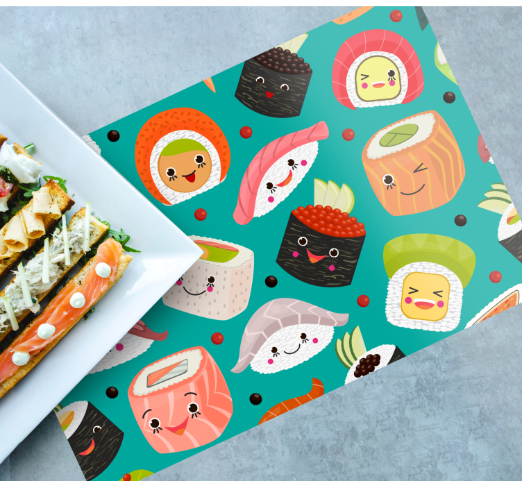 Tischset kinder mit niedlichen sushi figuren - TenStickers