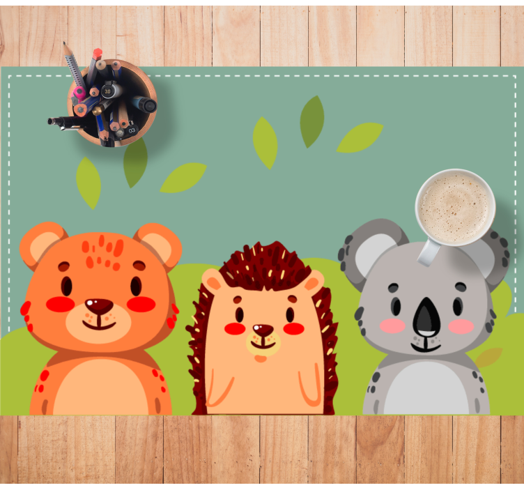 Tischset kinder mit niedlichen tierfreunden - TenStickers