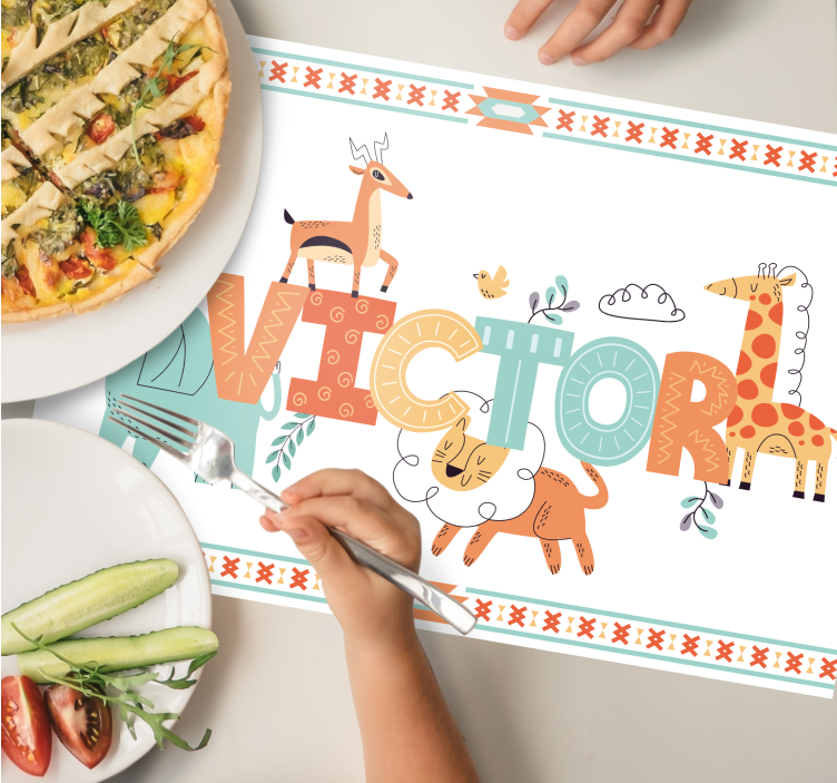 Tischset kinder mit tiernamen kunst - TenStickers
