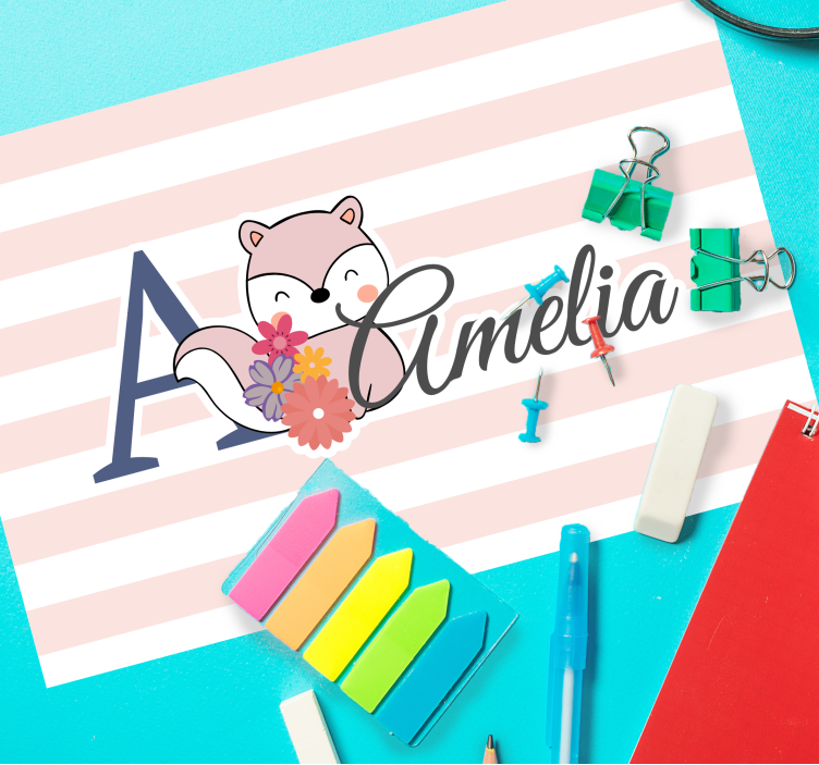 Tischset kinder süßer fuchs mit blumen - TenStickers