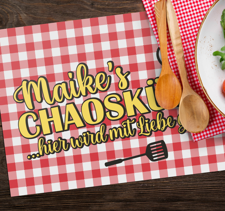 Tischset mit Namen Chaos Küche mit Name - TenStickers