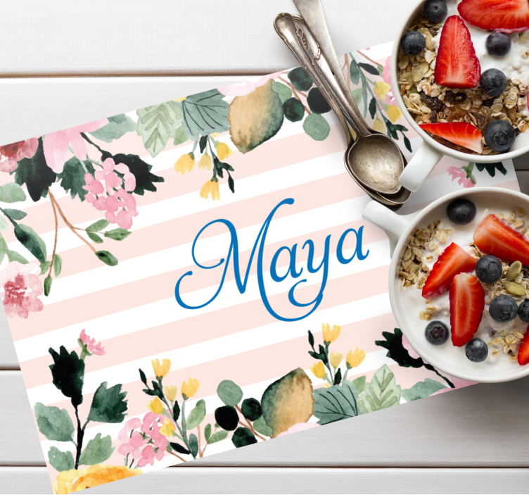Tischset mit namen floral personalisiert - TenStickers