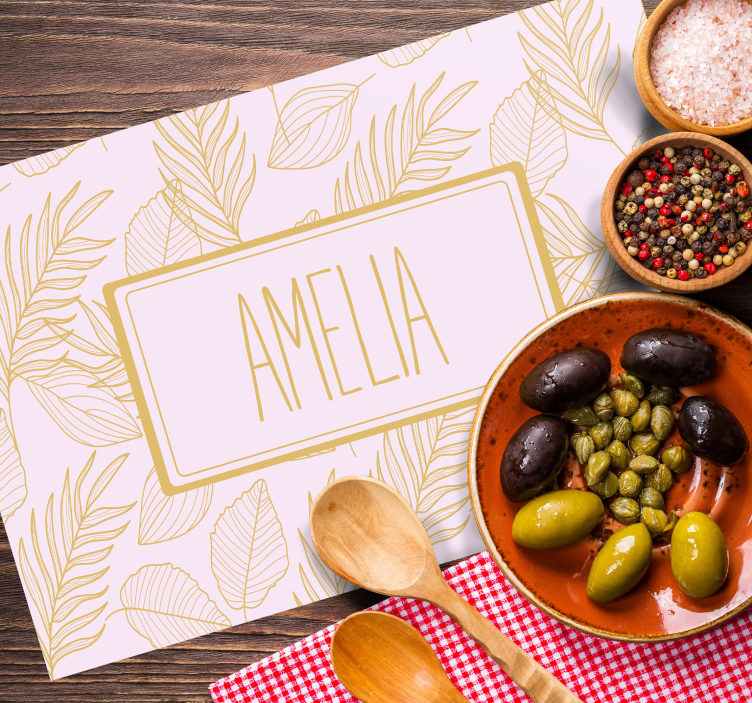 Tischset mit namen im personalisierten blattmuster - TenStickers