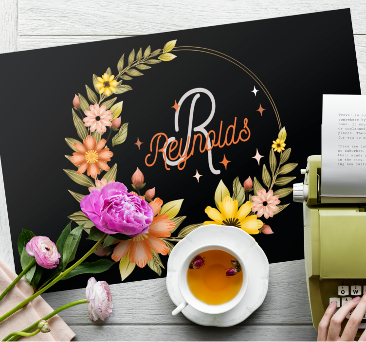Tischset mit namen personalisierte blumenarrangements - TenStickers