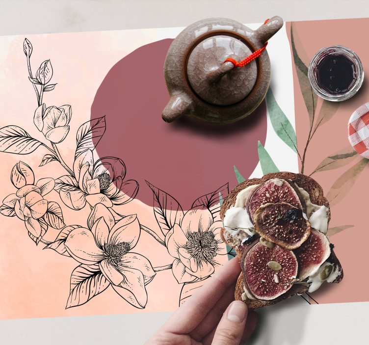 Tischset modern florales minimalistisches design - TenStickers