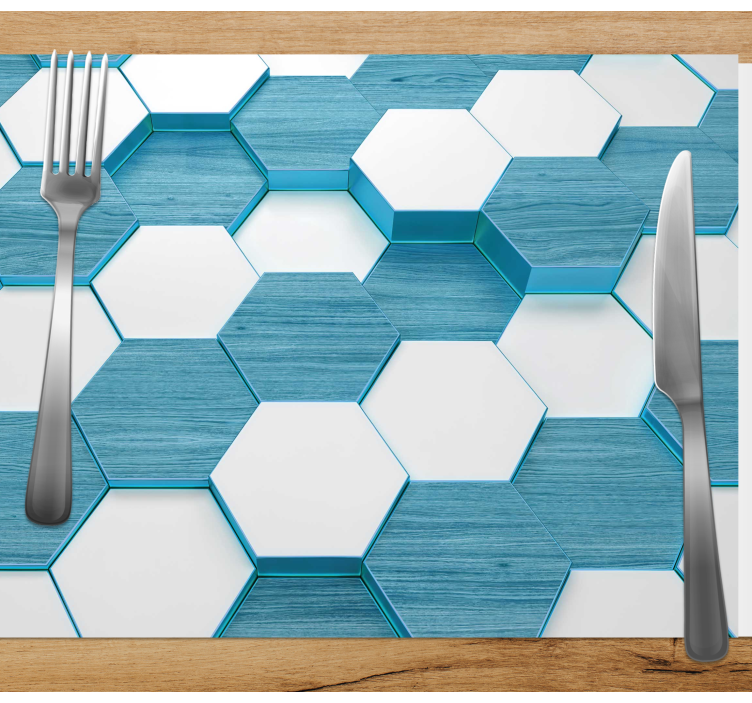Tischset modern mit hexagonalem blauen muster - TenStickers