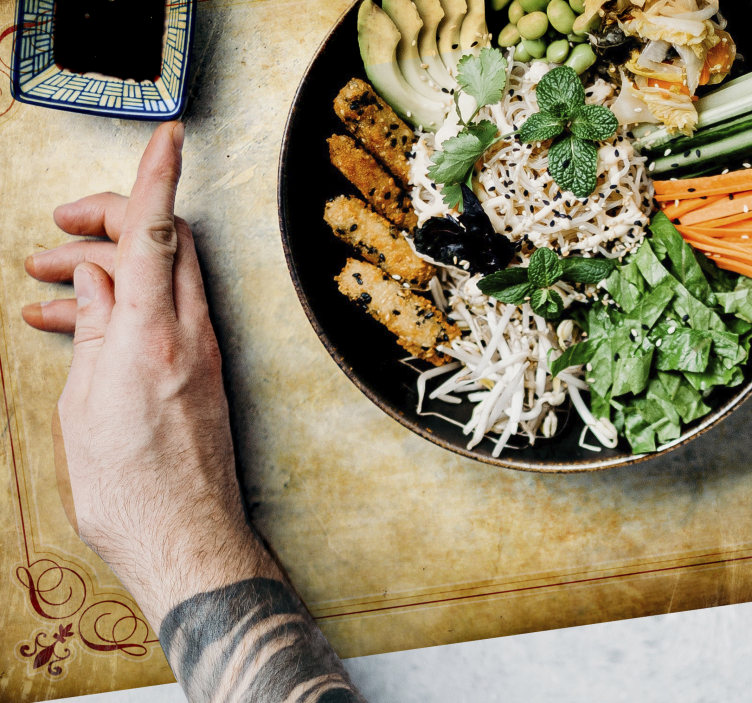 Tischset modern mit schüssel frischer zutaten - TenStickers