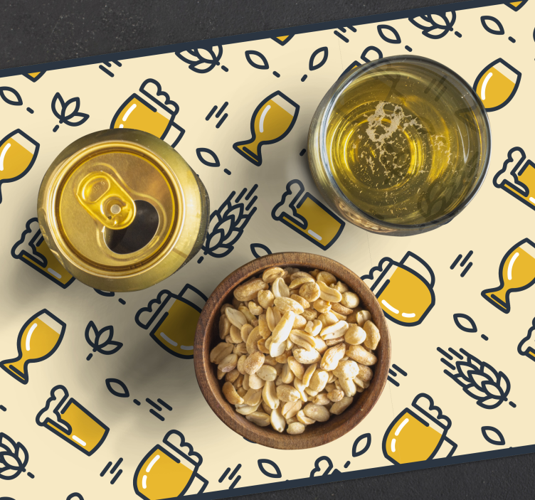 Tischset rechteckig Bier mit Reben - TenStickers