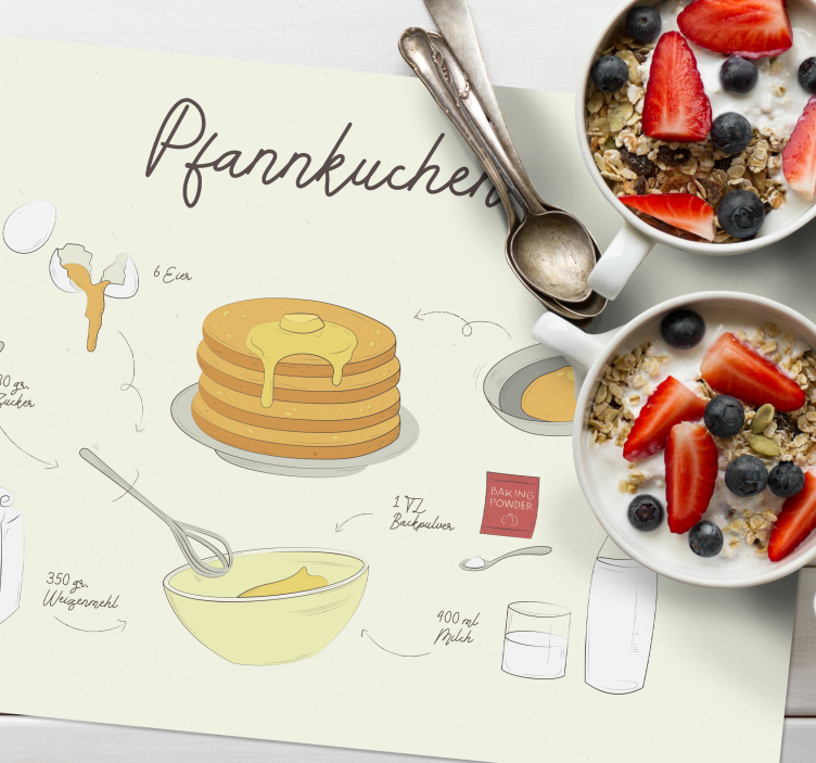 Tischset Minimalistisches Pfannkuchen Rezept - TenStickers
