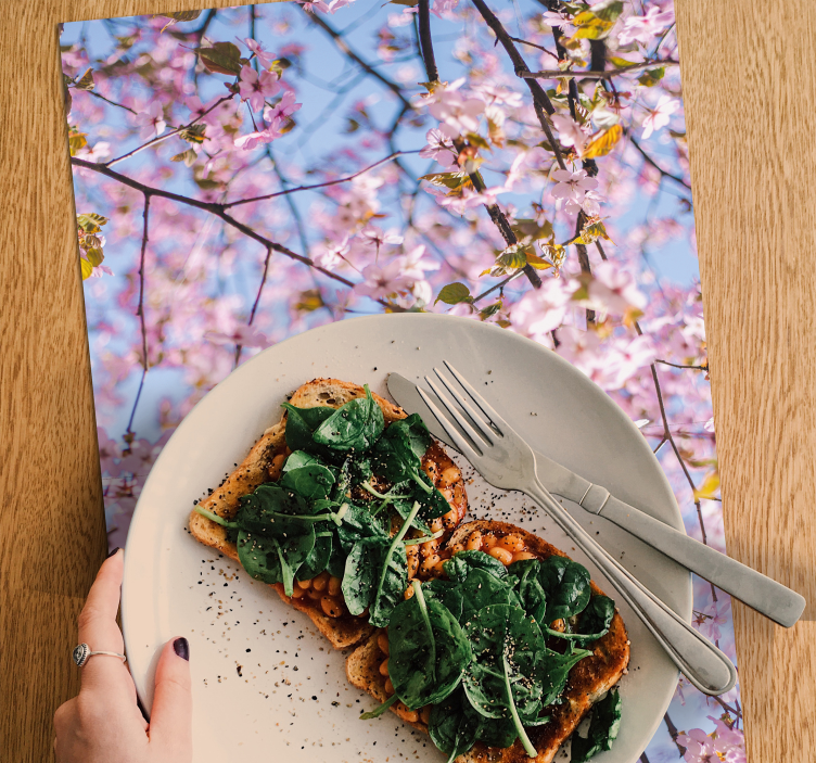 Tischset textur blühende kirschblüten - TenStickers