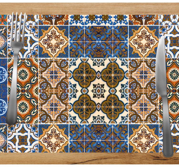 Tischset textur mit filigranen fliesenmustern - TenStickers