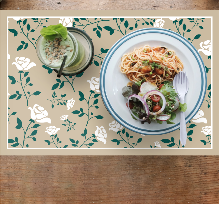 Tischset textur mit floralem grünmuster - TenStickers