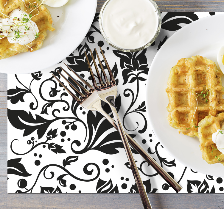 Tischset textur mit floralem schwarzen muster - TenStickers