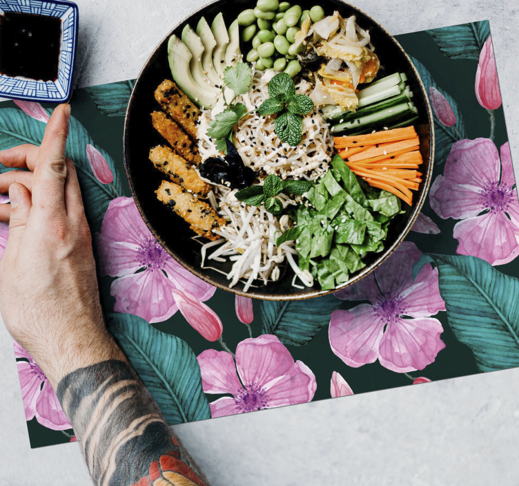 Tischset textur mit tropischem blumenmuster - TenStickers