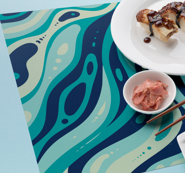 Tischset textur mit wellenmuster in aqua - TenStickers