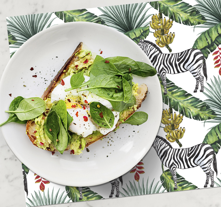 Tischset textur zebra blattmuster - TenStickers