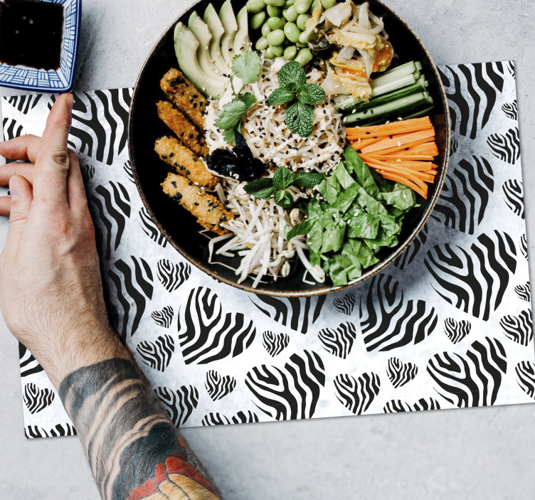 Tischset textur zebra herzmuster - TenStickers