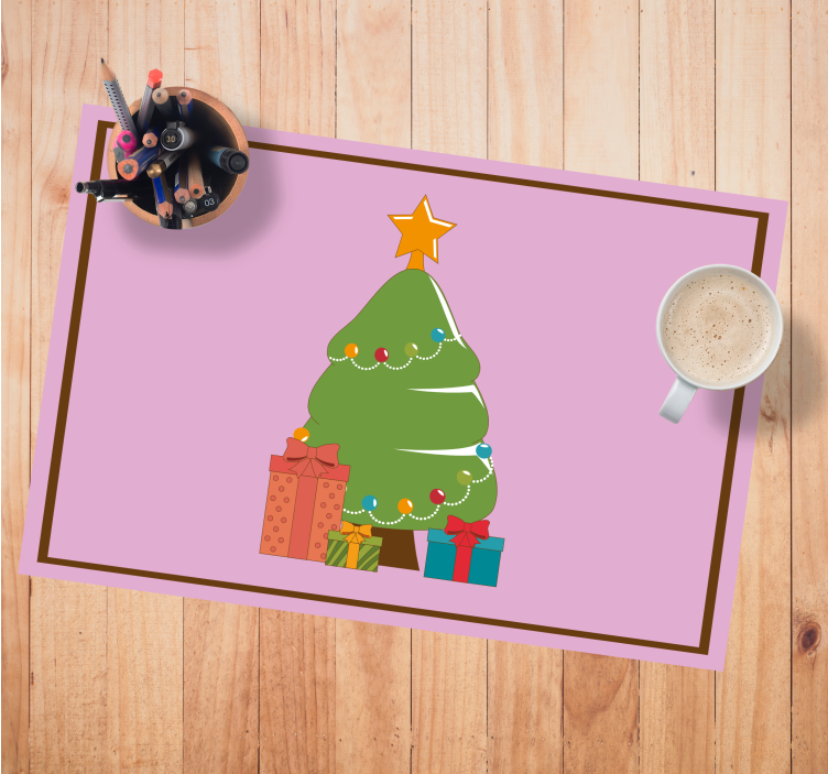 Tischset weihnachten bunter weihnachtsbaum - TenStickers