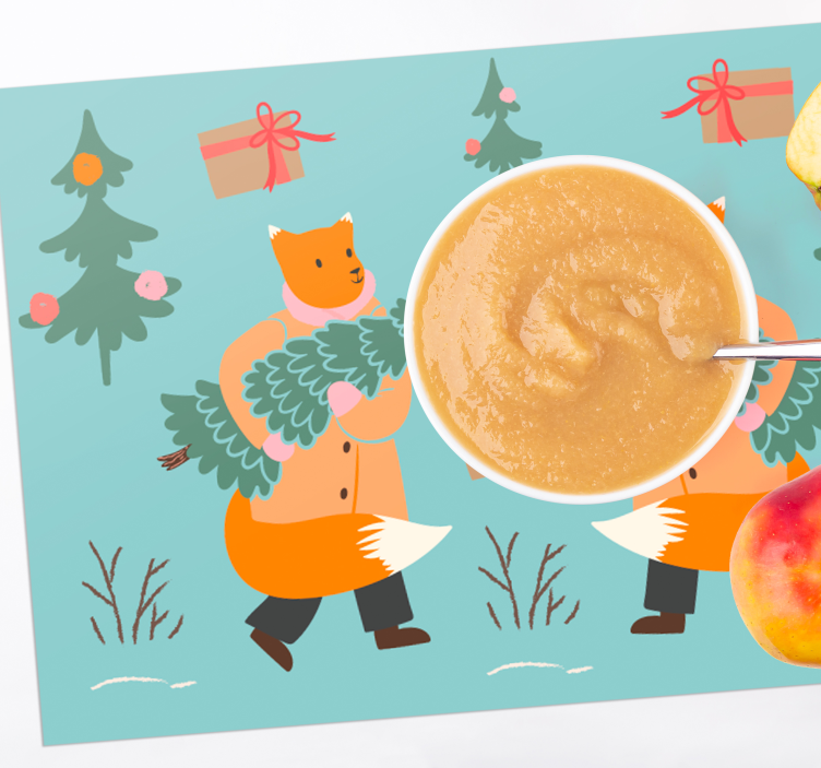 Tischset weihnachten mit festlichem fuchs und baum - TenStickers