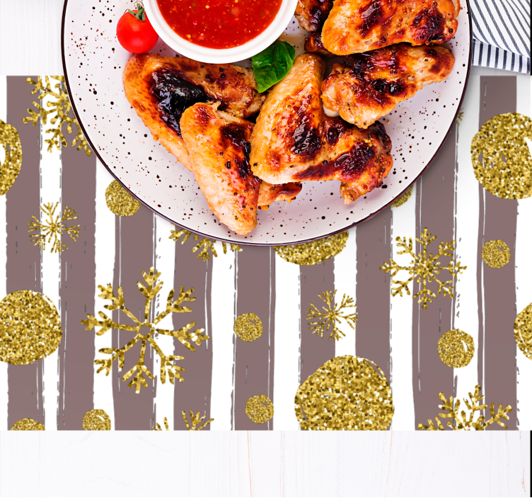 Tischset weihnachten mit festlichen goldenen schneeflocken - TenStickers