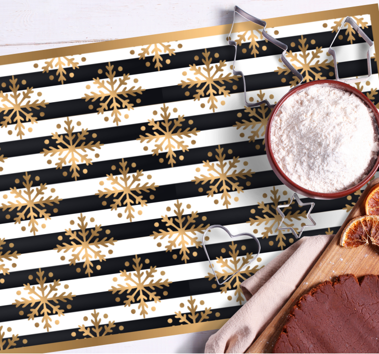 Tischset weihnachten mit goldenem schneeflockenmuster - TenStickers