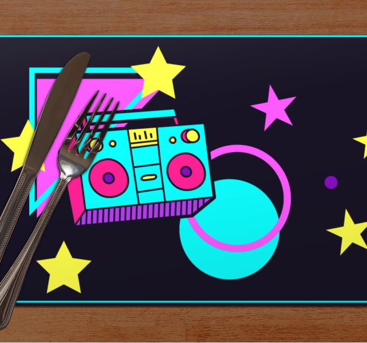 Tischsets originell bunte retro boom box - TenStickers