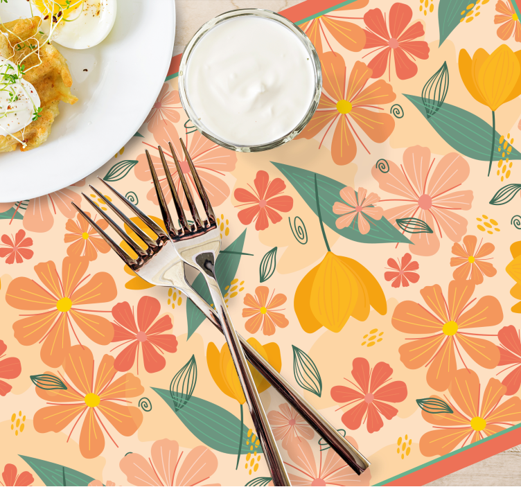 Tischsets originell Bunte vintage blätter und blumen - TenStickers